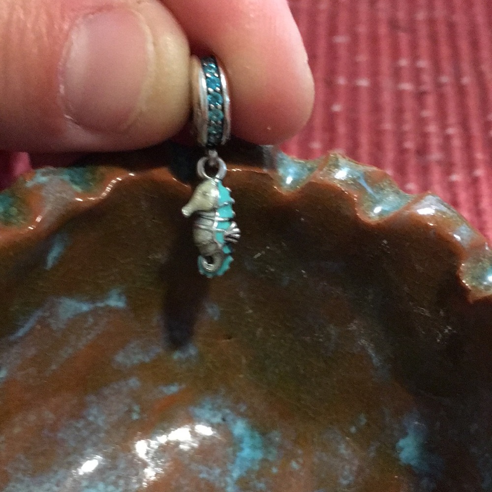 Pandora Charm Turquoise Seahorse with Blue Crystals